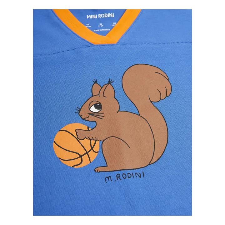 Mini Rodini T-Shirt Coupe Ample Ecureuil Coton Bio | Bleu