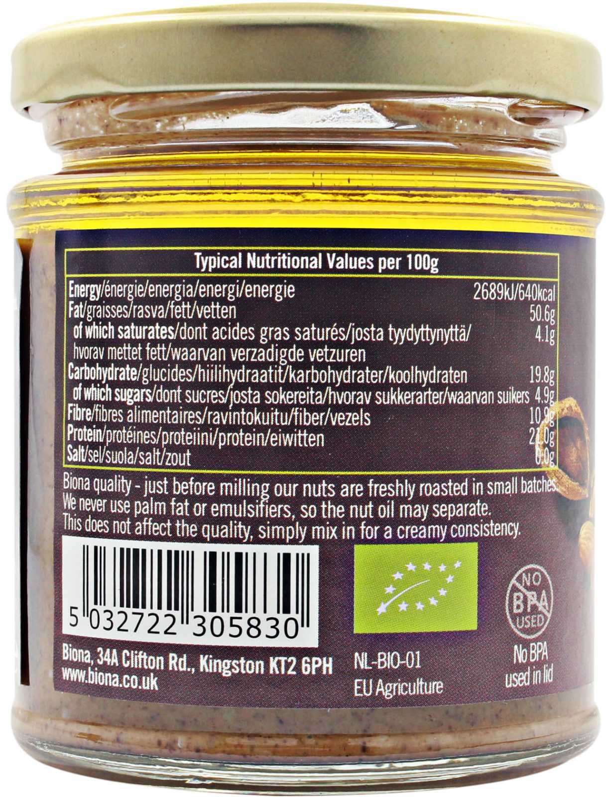 Manteiga de Amendoim Orgânica Biona Organic 170g