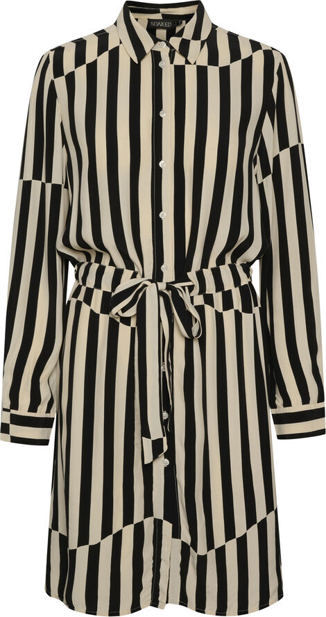 Soaked in Luxury SLMolly Shirt Dress LS Irregular stripes beige print