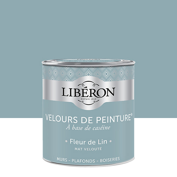 Peinture murs, plafonds et boiseries Velours de peinture bleu fleur de lin Libéron 0,5L