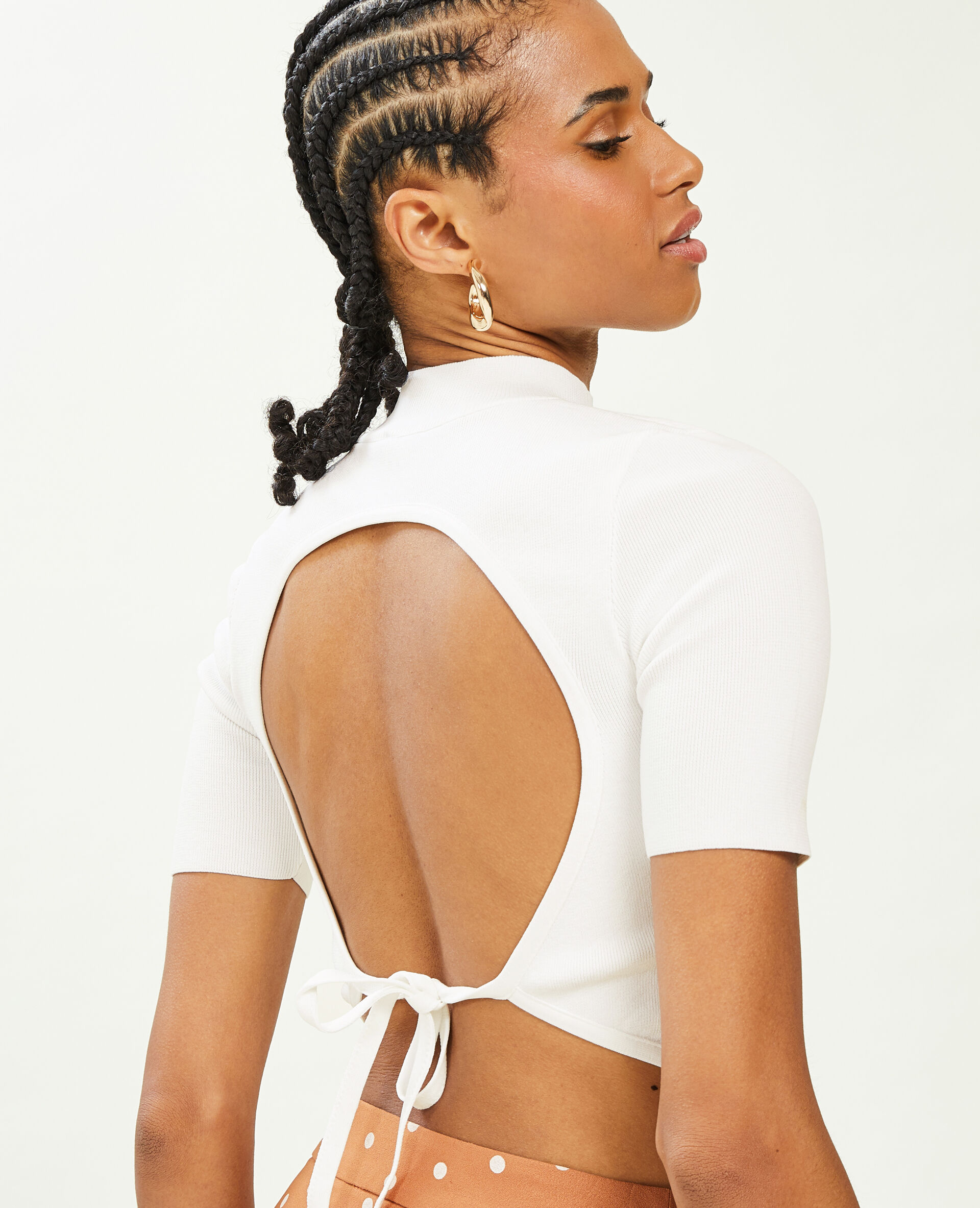 Top dos-nu en maille - Blanc