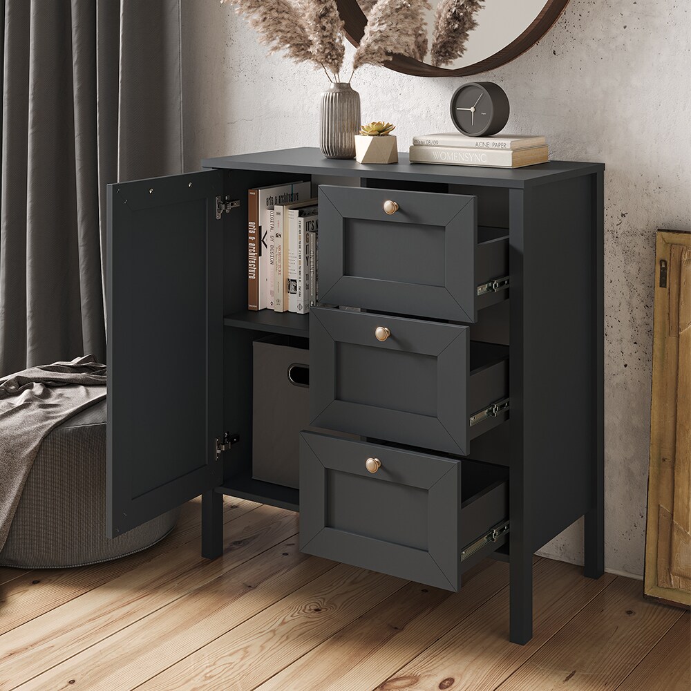 Vicco Kommode Wohnzimmerschrank Sideboard Ewan Anthrazit 80 cm Schublade Tür