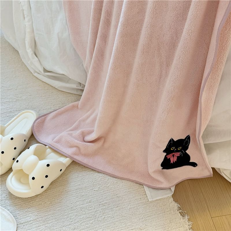 Indus - Badhanddoek / Haarhanddoek / Gezichtshanddoek / Set met geborduurde kat (verschillende ontwerpen)