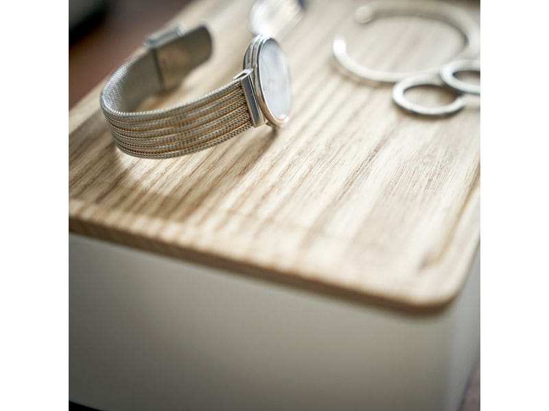 Yamazaki Schmuckhalter Rin Braun/Weiss Schmuck-Aufbewahrungsbox mit Deckel