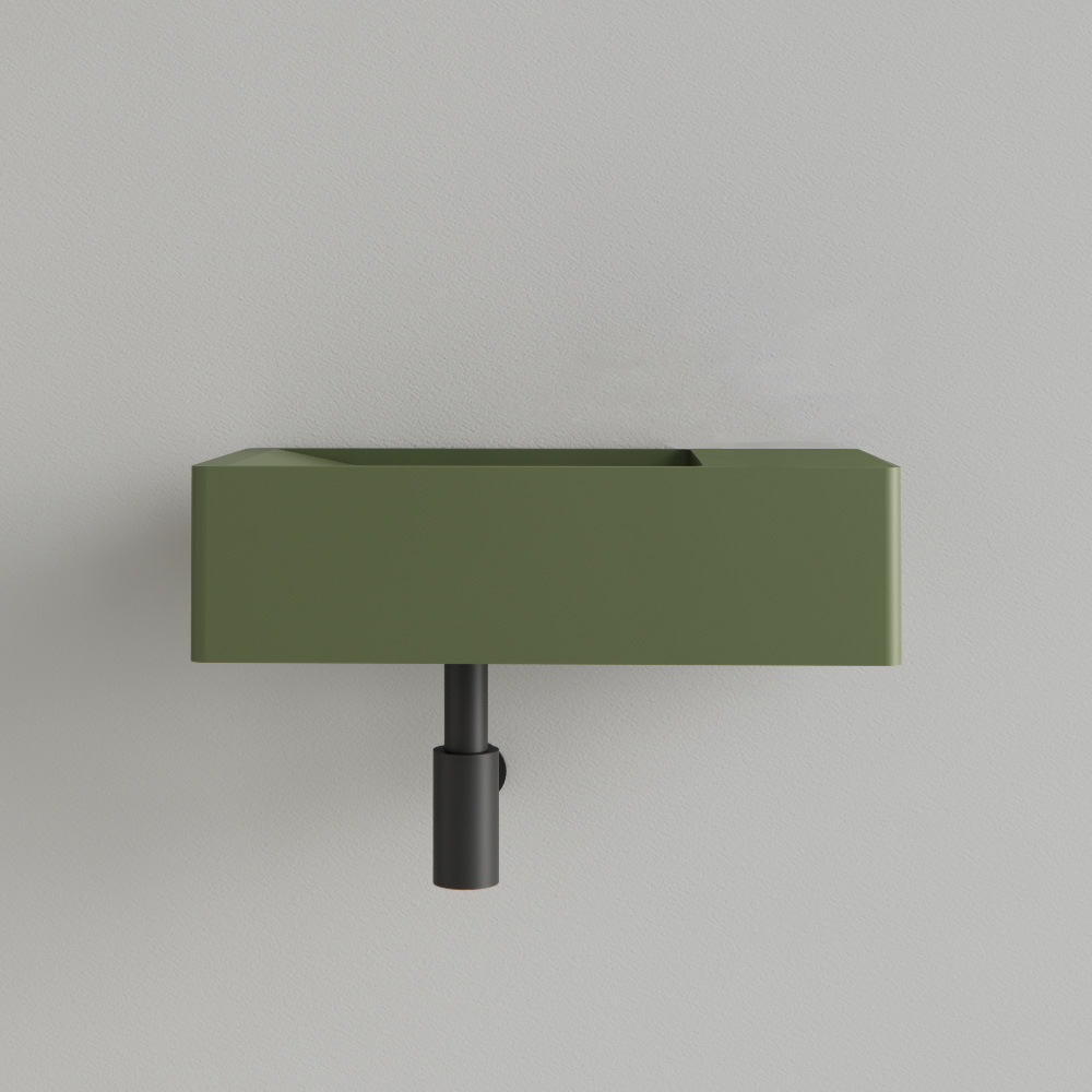 Sanigoods Luko fontein 40x22cm rechts zonder kraangat olijfgroen