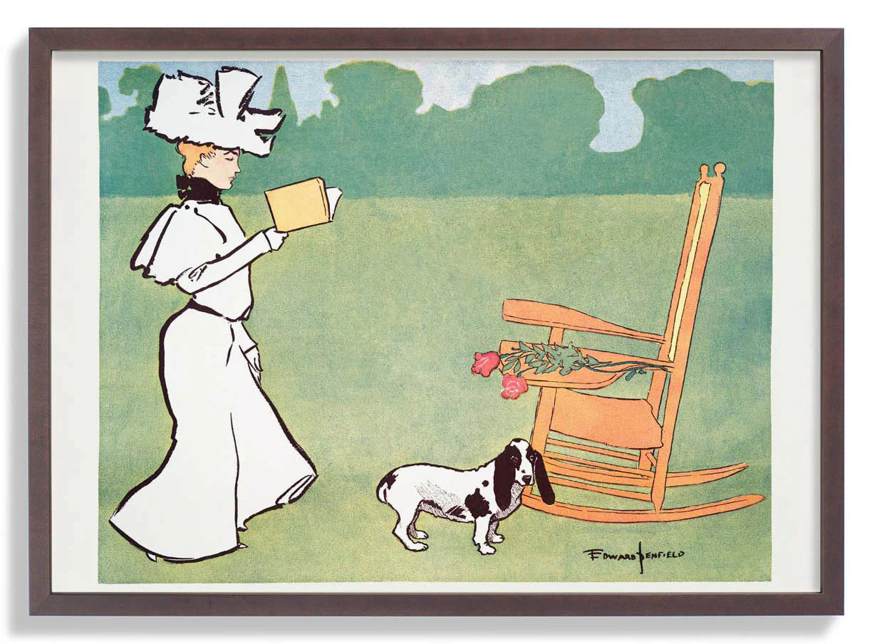 Frau liest im Garten von Edward Penfield