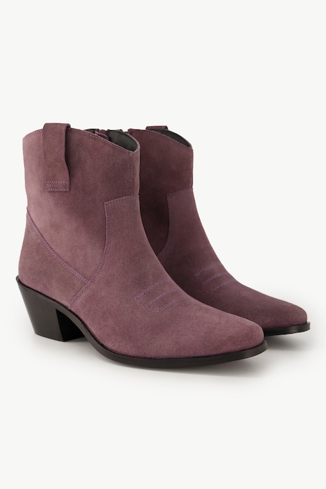Leder-Stiefeletten, Veloursleder, Cowboystiefel, Weite H