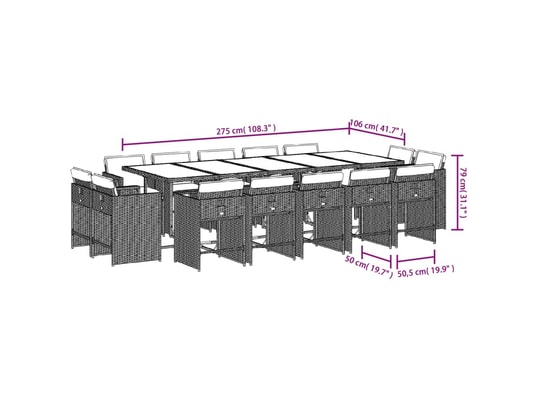 VIDAXL - Ensemble table et chaises Ensemble à manger de jardin 15 pcs coussins gris résine tres...