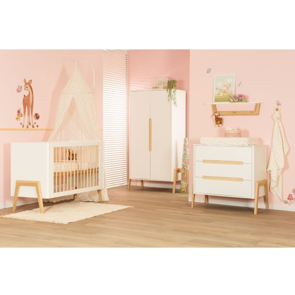 TWF Babykamer Larvik 3-delig Ledikant 60 x 120 - Commode 3 Laden - Hanglegkast