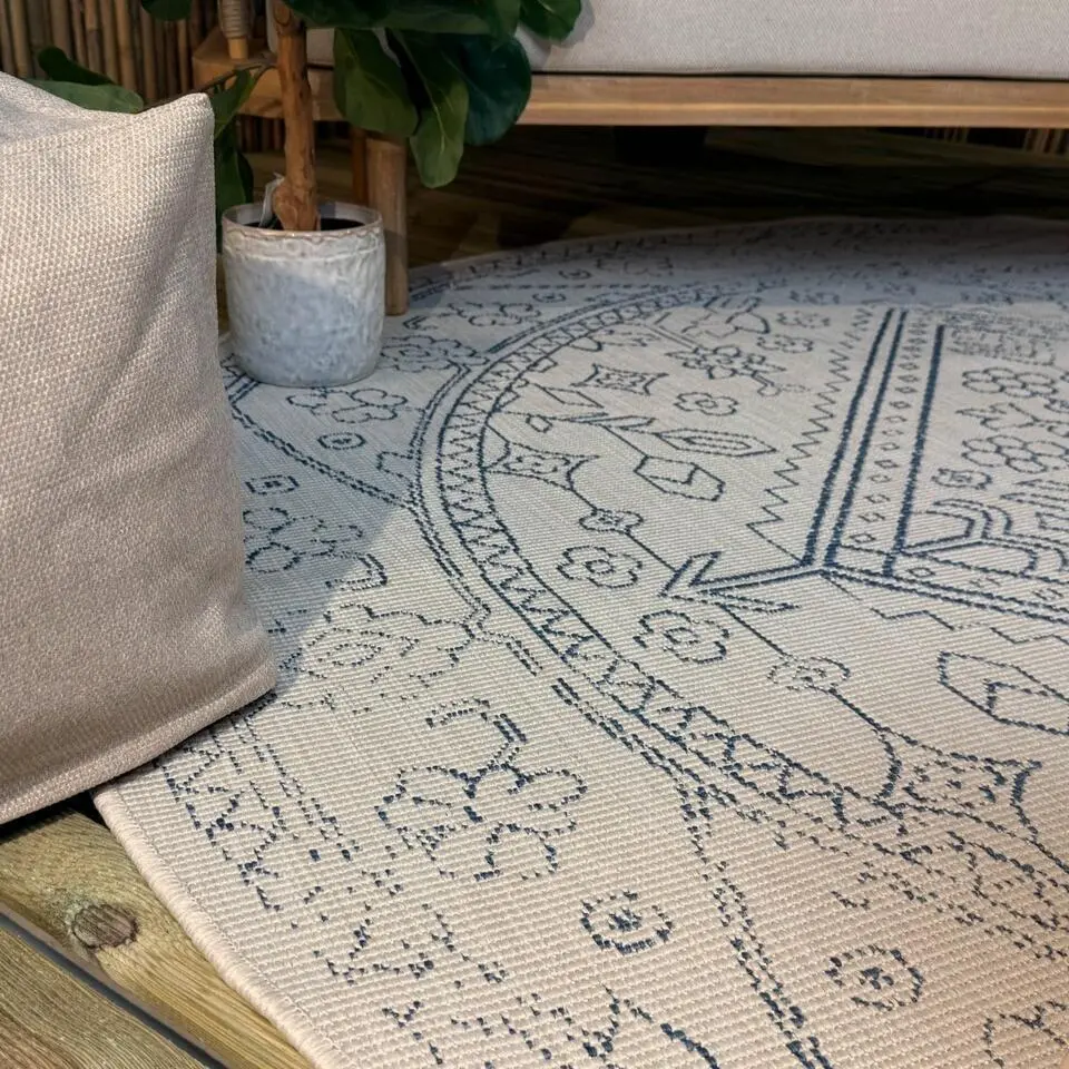 Interieur05 rond buitenkleed blauw Nova - 240 x 240 cm