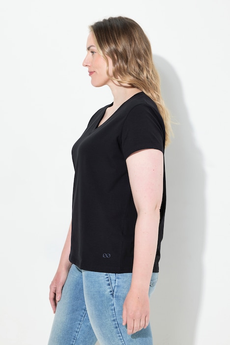 T-Shirt, kleiner Knoten Print, V-Ausschnitt, Halbarm, OEKO-TEX MIG