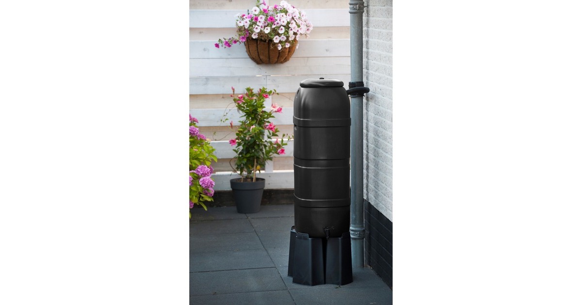 NatureKunststof Slimline regenton zwart  (Zwart, 100 liter)