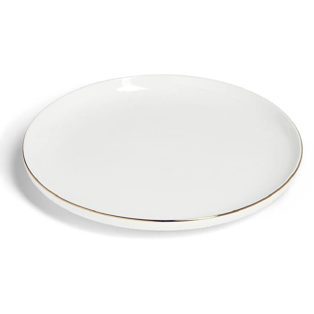 Assiette plate ronde blanc et doré Ø26cm porcelaine
