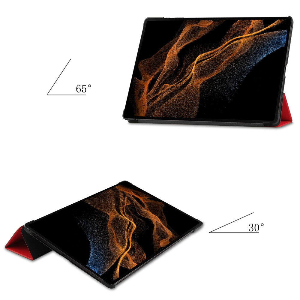 Samsung Galaxy Tab S10 Ultra Flipcase Hülle Ledertasche mit Aufstellfunktion Litchi Look   S-Pen Halterung - Rot