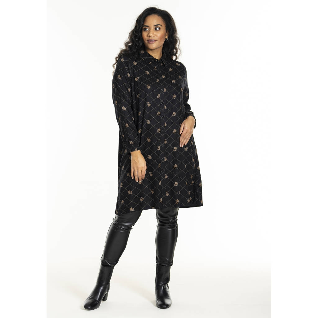 STUDIO tuniek met all over print zwart/bruin