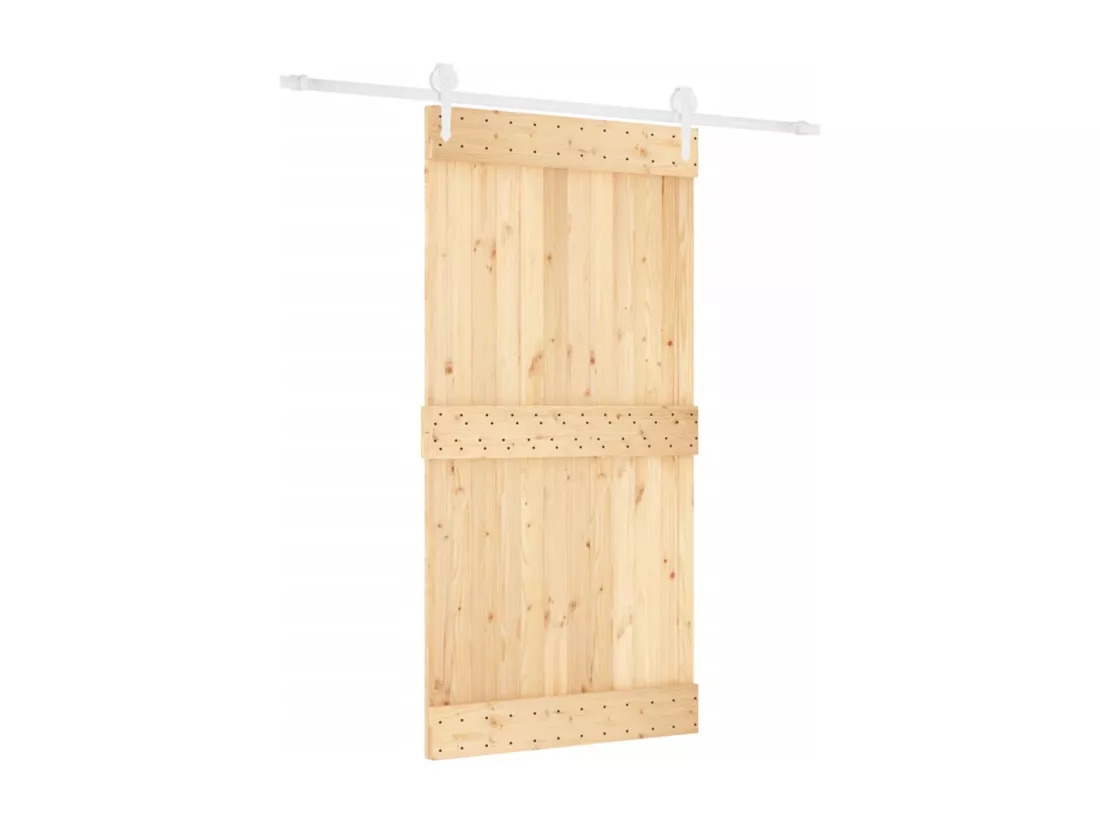 Porte coulissante et kit de quincaillerie 100x210 cm pin massif