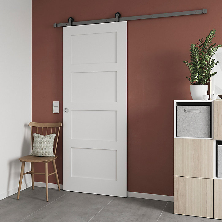 Porte coulissante Connemara 4 panneaux blanc H.204 x l.83 cm