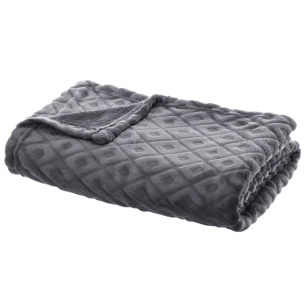 Plaid losanges 3D doux gris 125x150cm