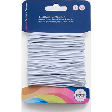 CraftnCreate rund elastiksnor 1 mm - hvid