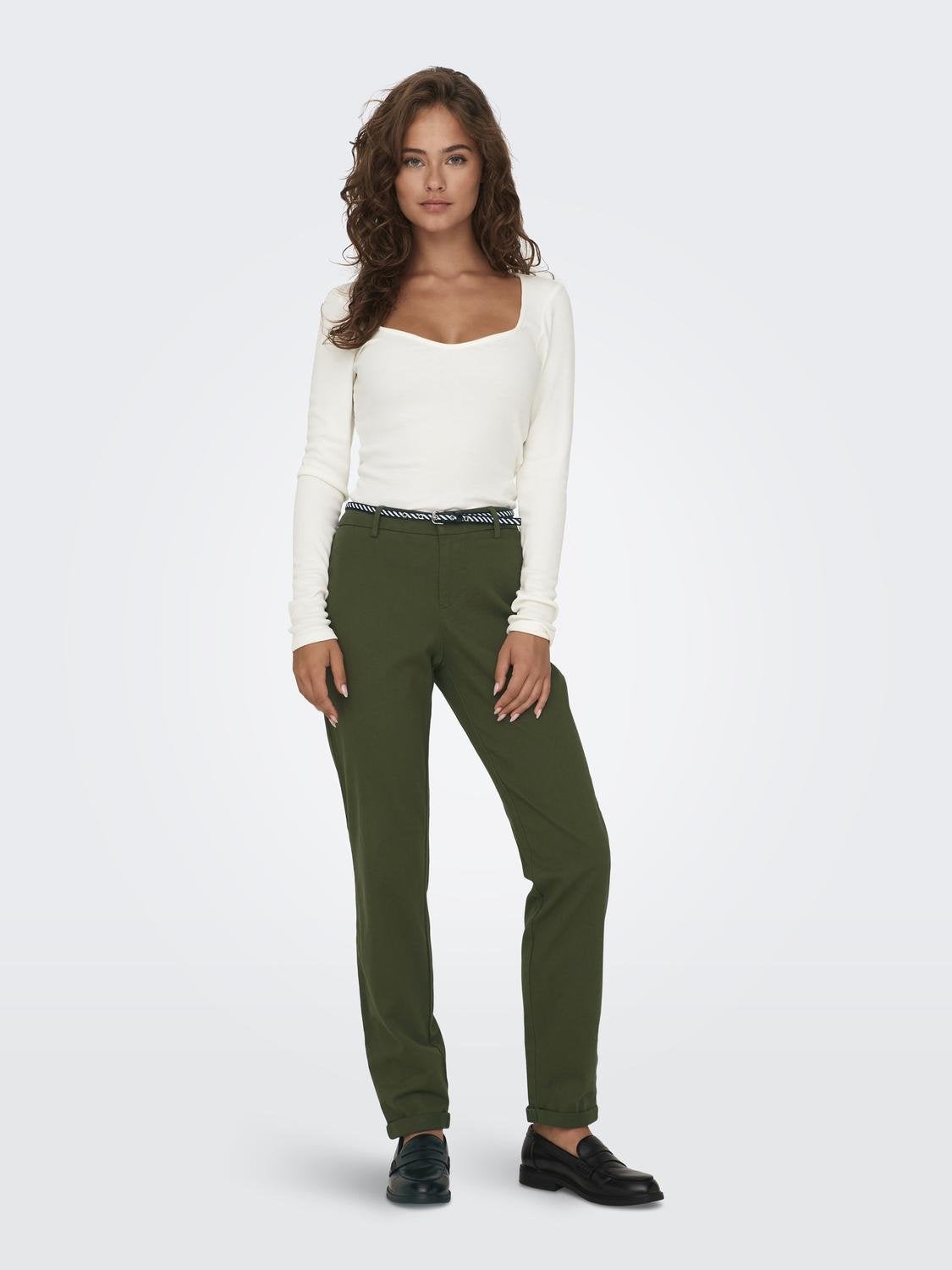 ONLBIANA-MAREE Mittlere Taille Slim Fit Chino Hose Olive Night