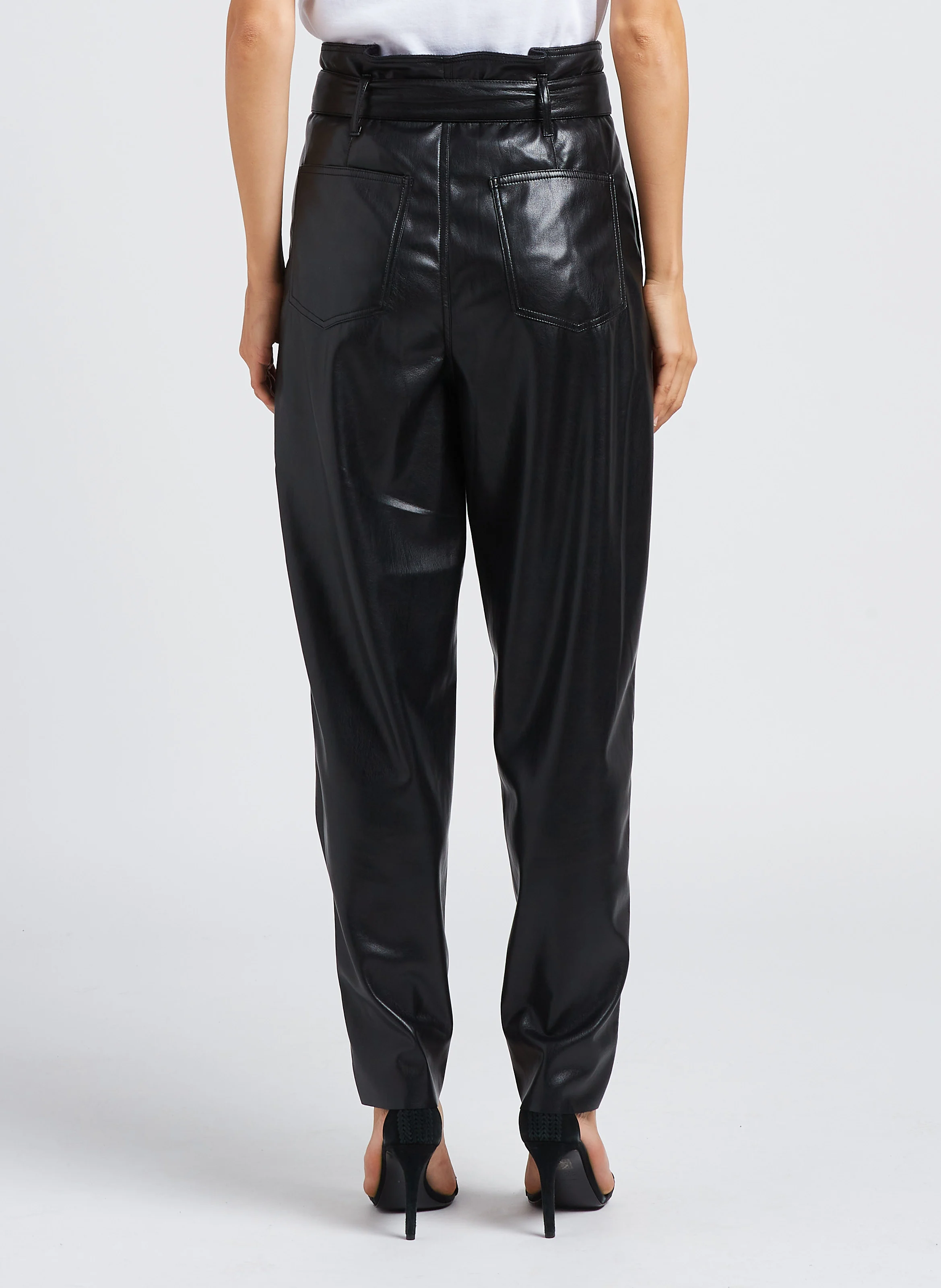 BROCK - Pantalon carotte aspect cuir| Noir