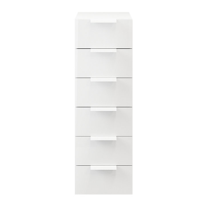 Commode blanche 6 tiroirs GoodHome Atomia H. 112,5 x L. 37,5 x P. 45 cm