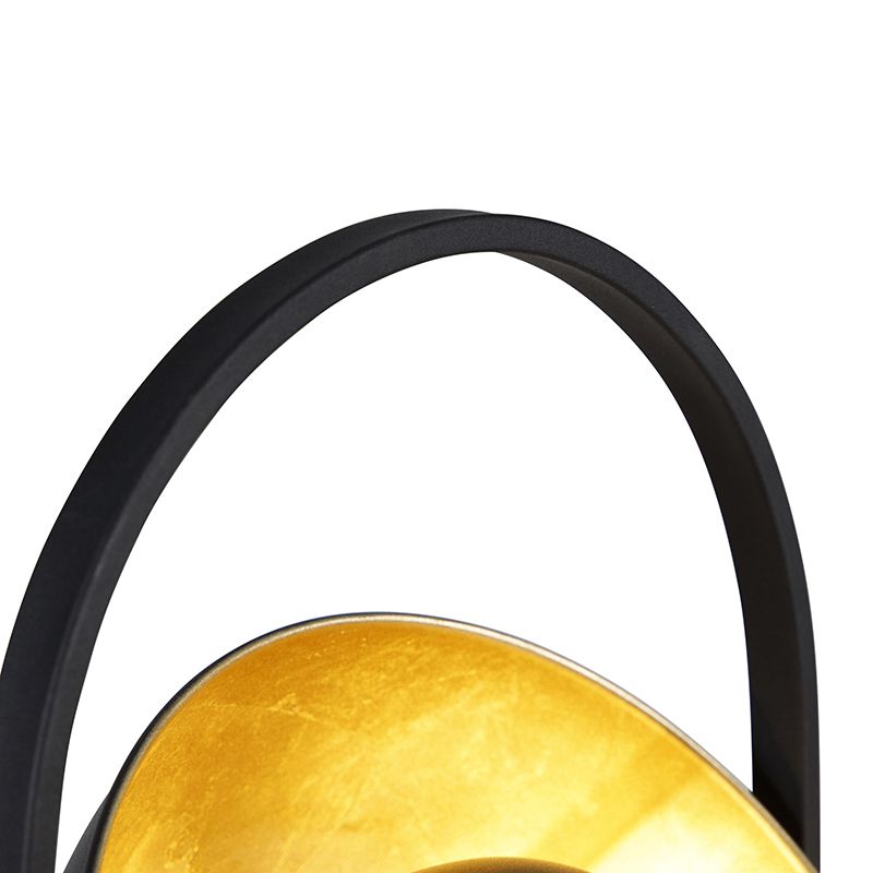 Industriële vloerlamp zwart met goud 3-lichts - Magnax