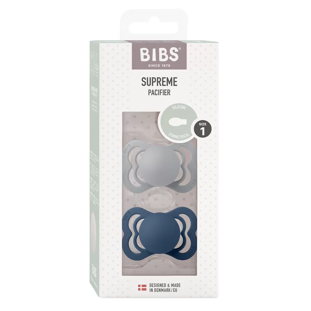 BIBS Supreme Silicone Cloud/Steel Blue 2 pak - Flere størrelser