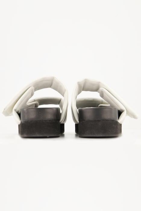Leder-Pantolette, echtes Leder, breite Riemen, Weite H