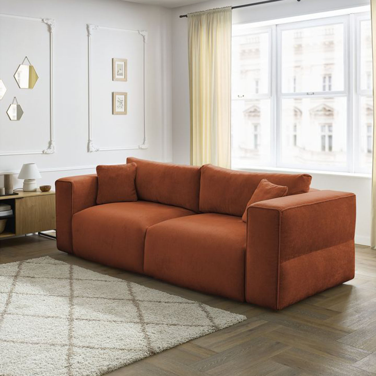 Bobochic Canapé convertible coffre ezechiel rouge - 265x109x82 cm