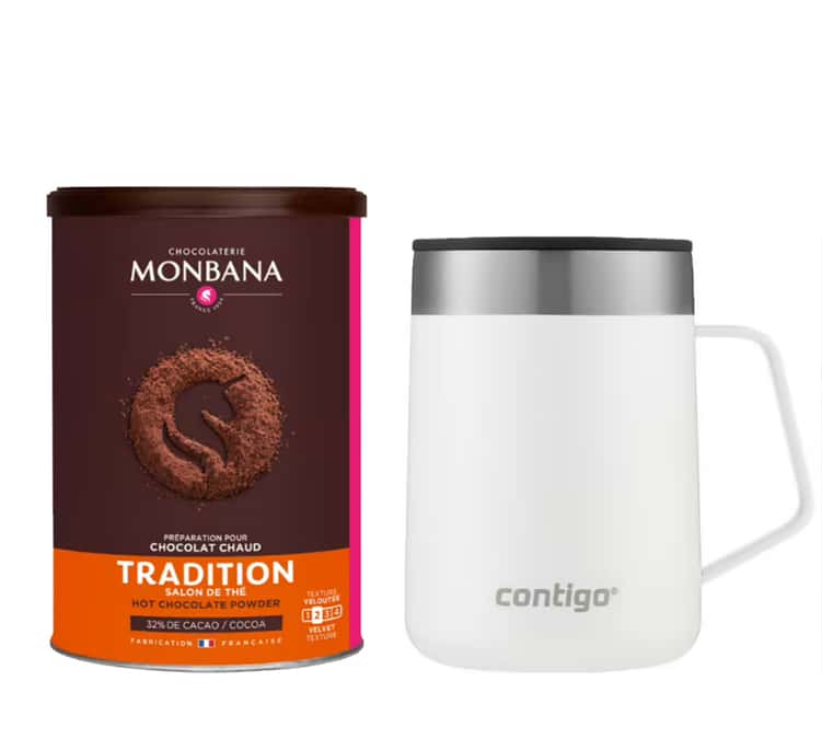 Mug isotherme Streeterville 41 cl Contigo + 250g chocolat en poudre Monbana
