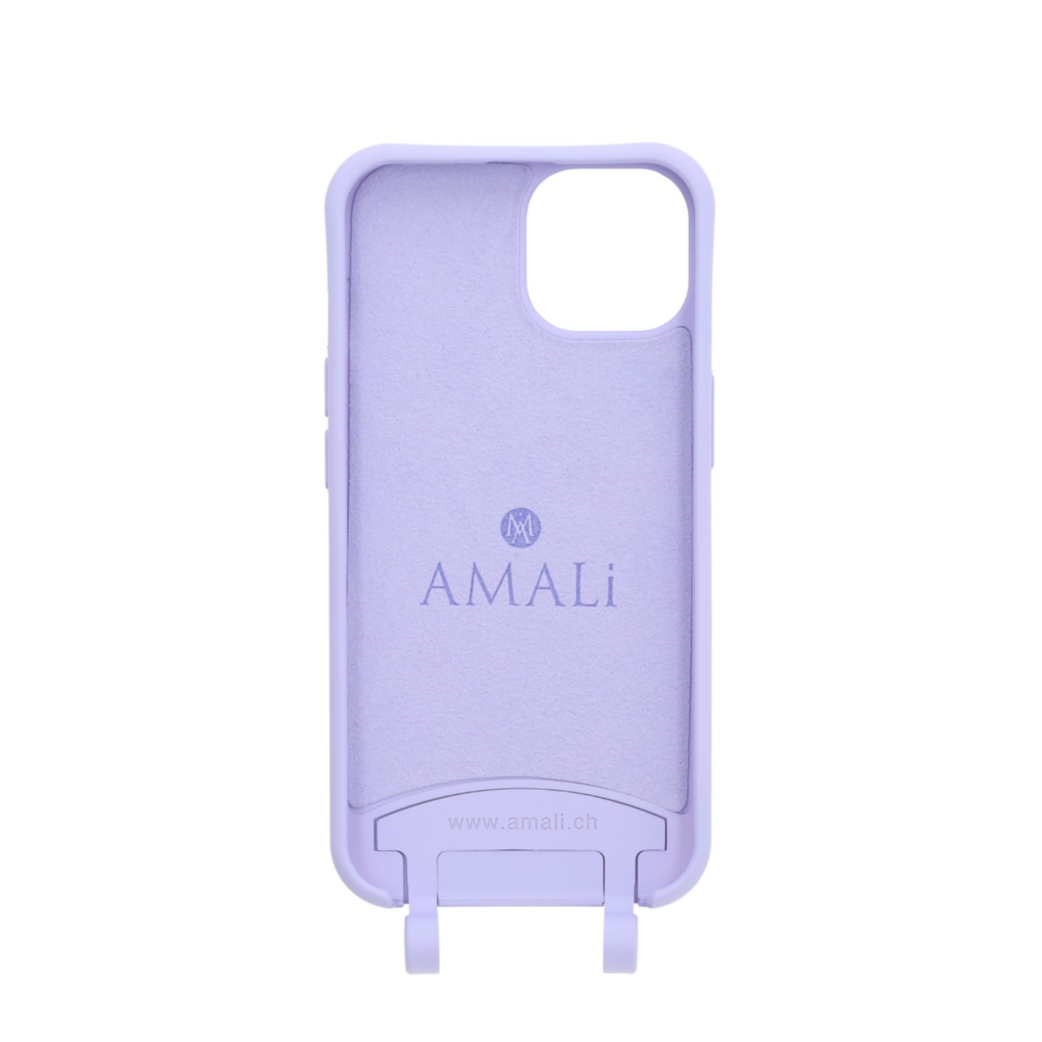 iPhone 15 Handy Hülle Elegantes Case mit abnehmbarem Necklace Adapter - Lilac / Gold