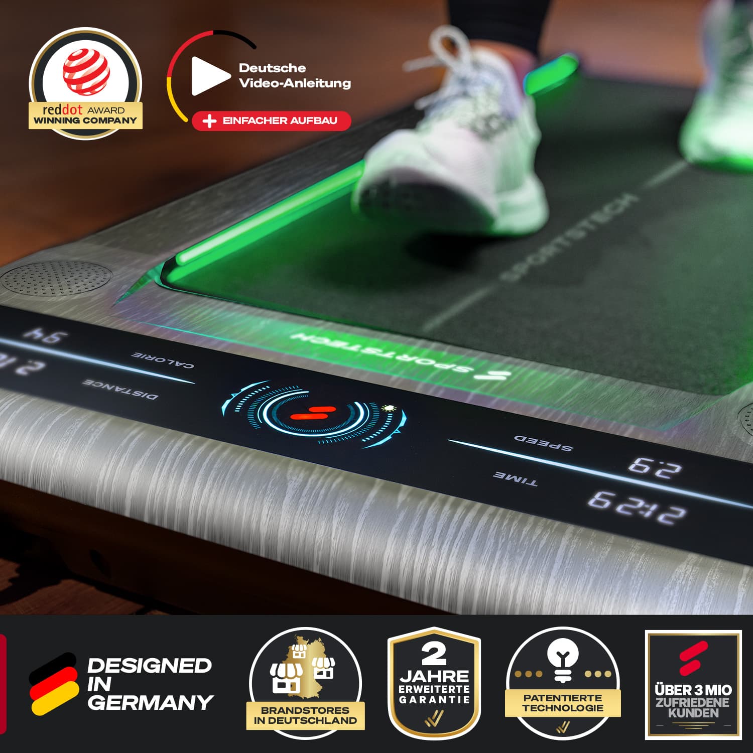sWalk Laufband - Holzoptik grau