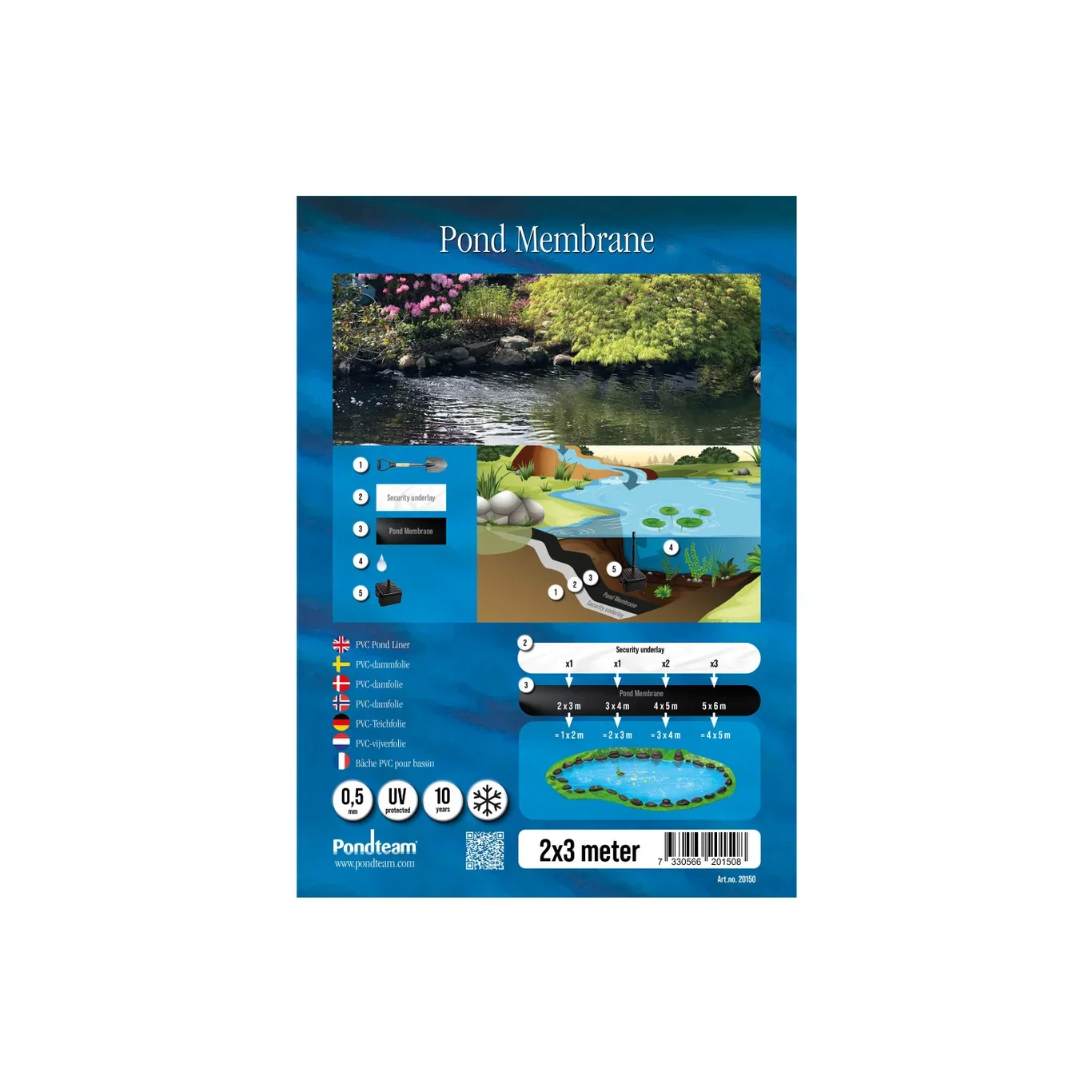 Pondteam Damfolie PVC 3 x 2 m Lengde 2 m