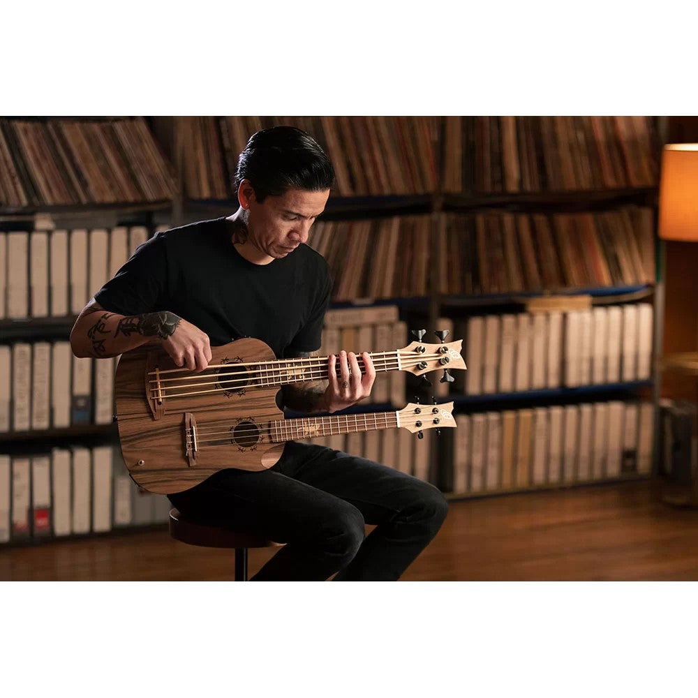 Ortega HYDRA-BSTE Double Neck Bass Tenor Uke dubbele elektrisch-akoestische ukelele met gigbag