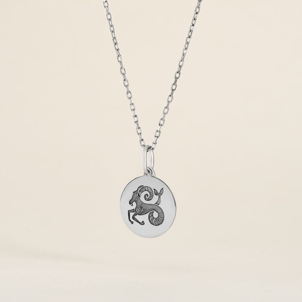 Pendentif Zodiaque Rond Argent Blanc