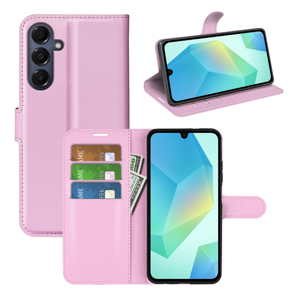 Samsung Galaxy A17 Leder Tasche Flip Cover Litchi Look - Rosa