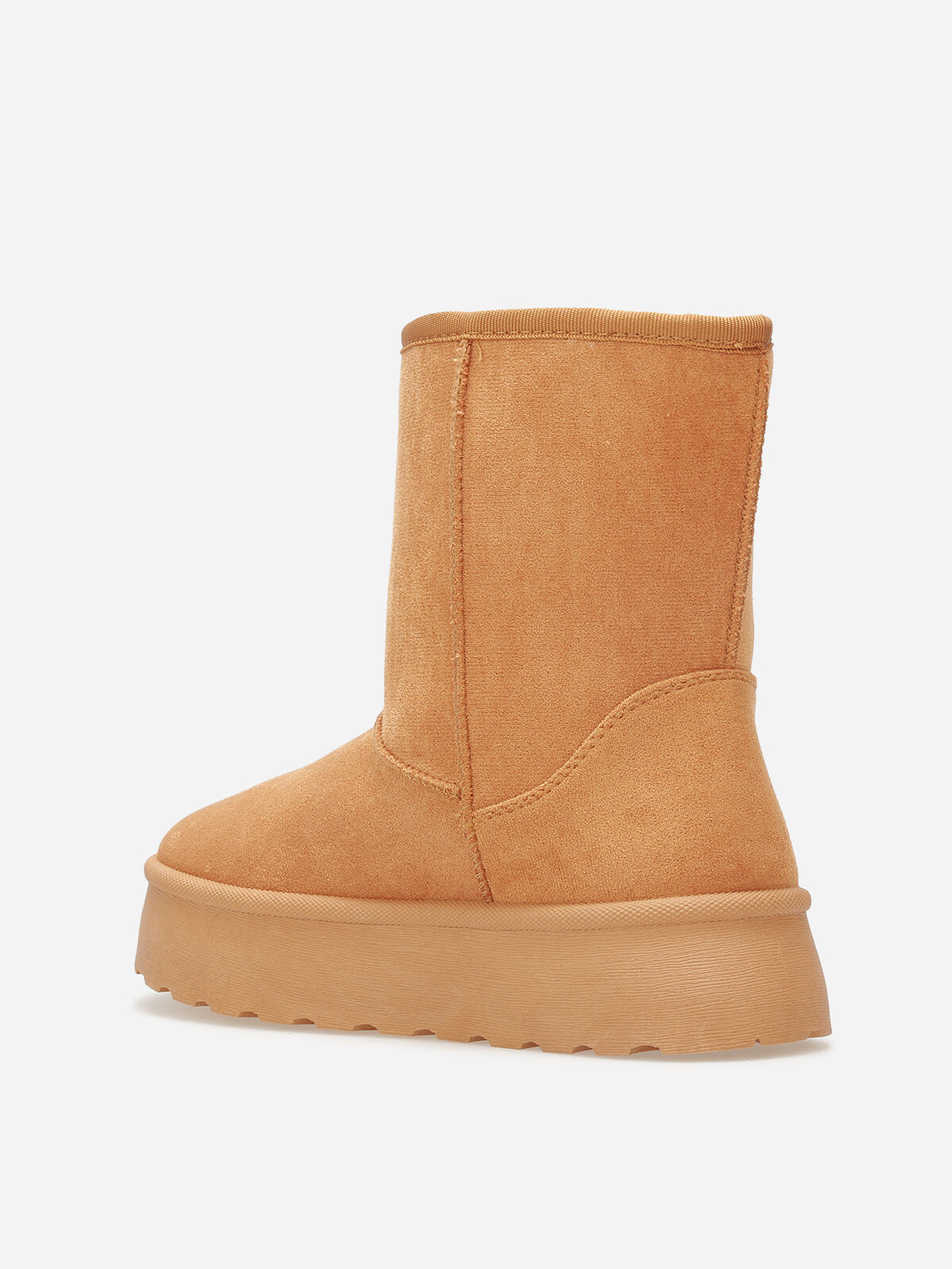 Boots fourrées à plateforme- Camel