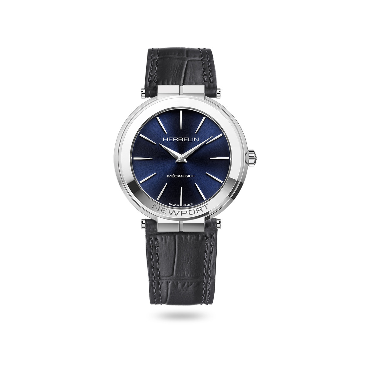 Montre Herbelin Newport homme mécanique acier bracelet cuir noir