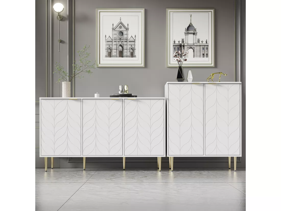 Buffet avec 2 portes, commode, placard d'entrée, 75l*40p*90h cm, couleur blanche.