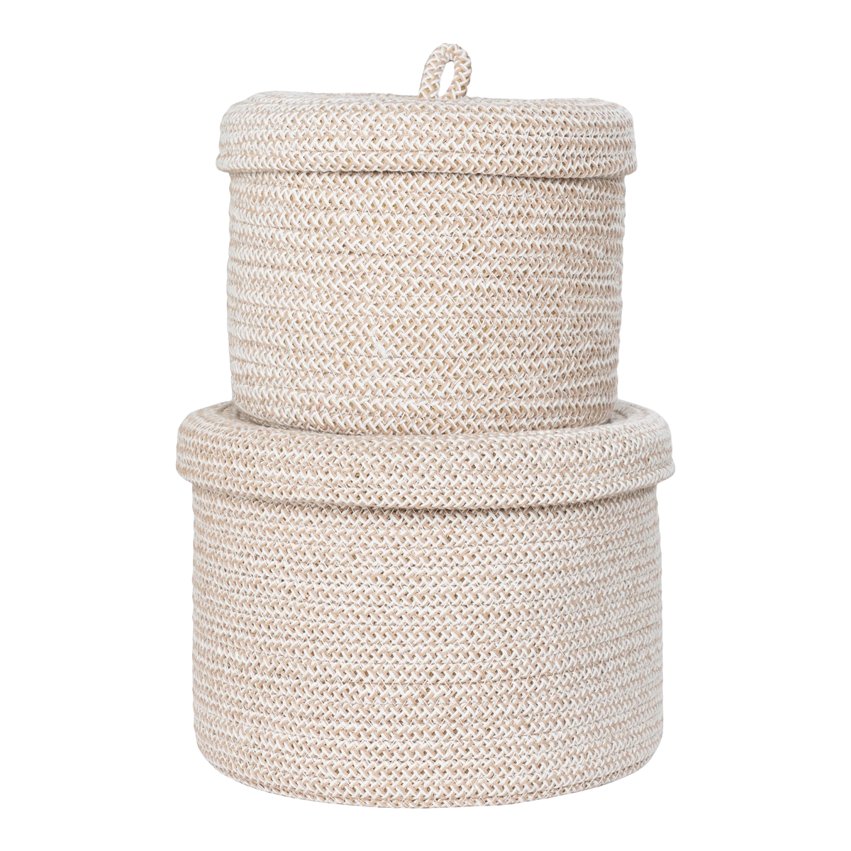 Manden Camille - met deksel - set van 2 Beige