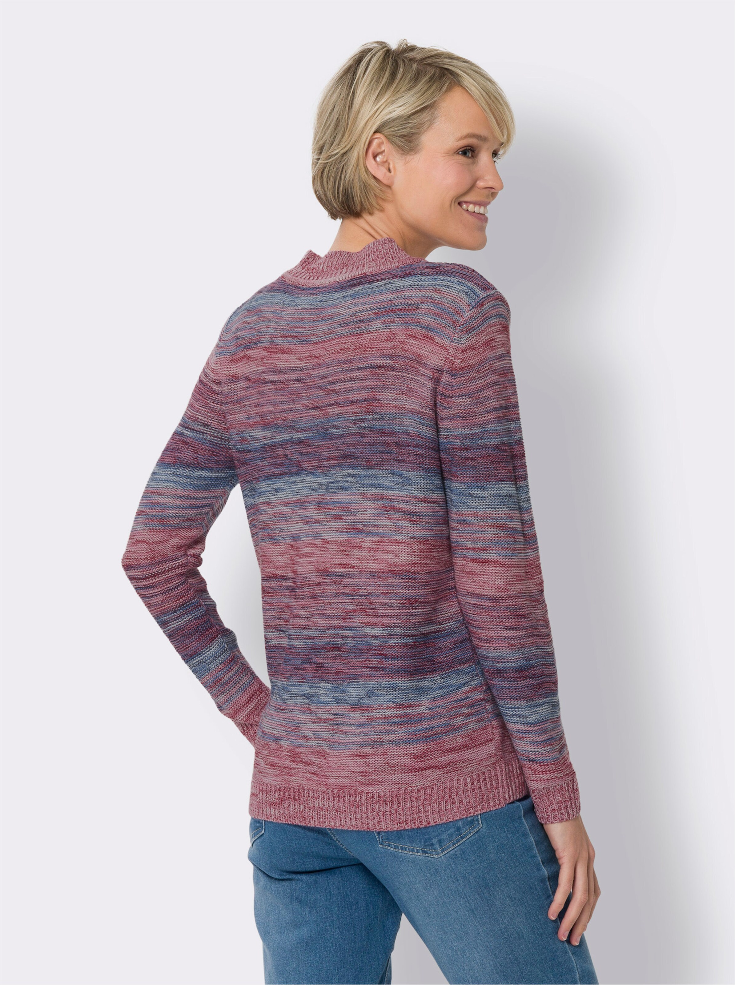 Stehkragenpullover in Melange-Optik