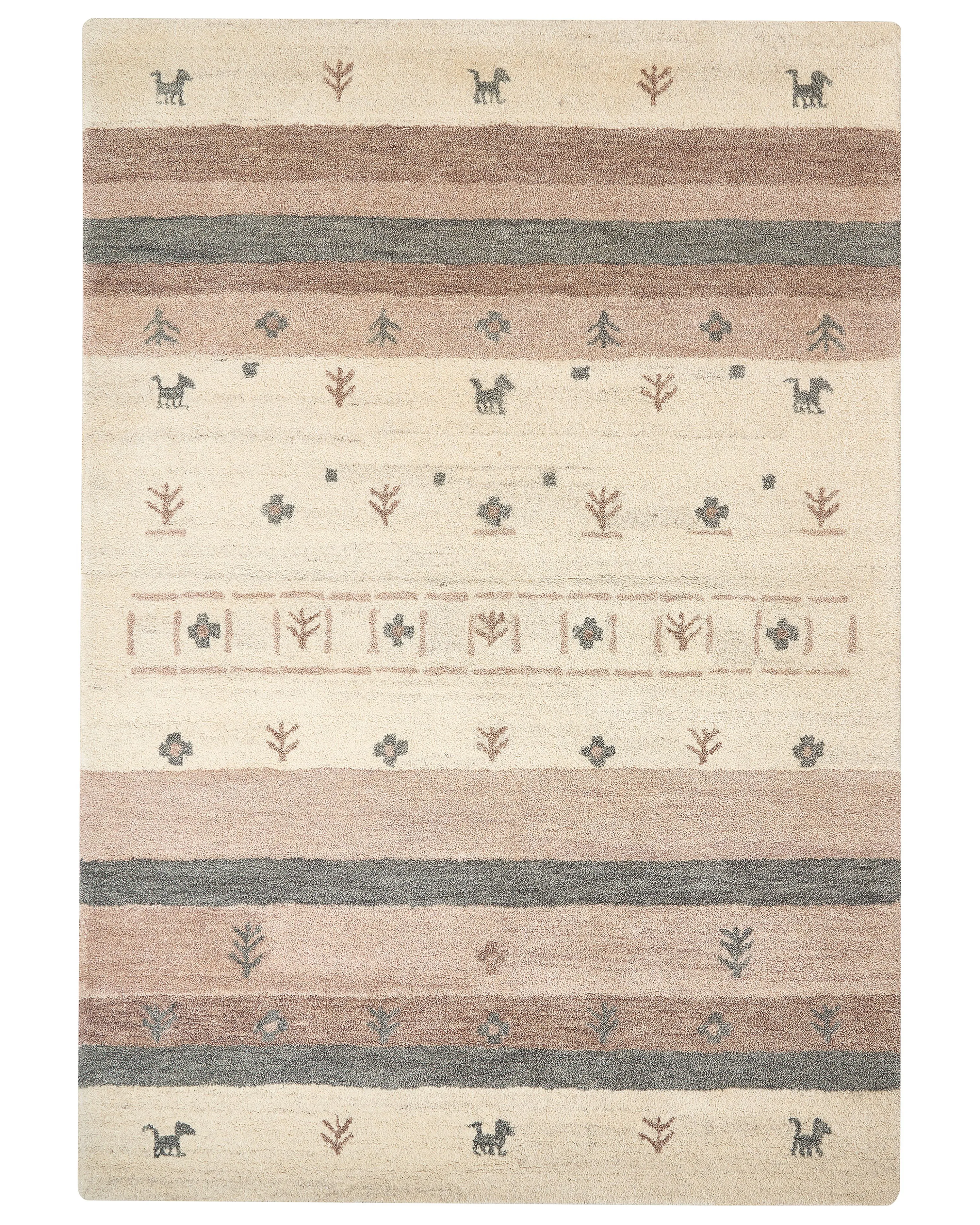 Vloerkleed KARLI Beige 160 x 230 cm Wol Gabbeh