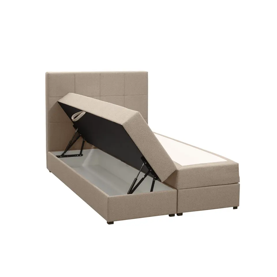 Boxspring met opbergruimte Liv geblokt - beige - 120x200 cm