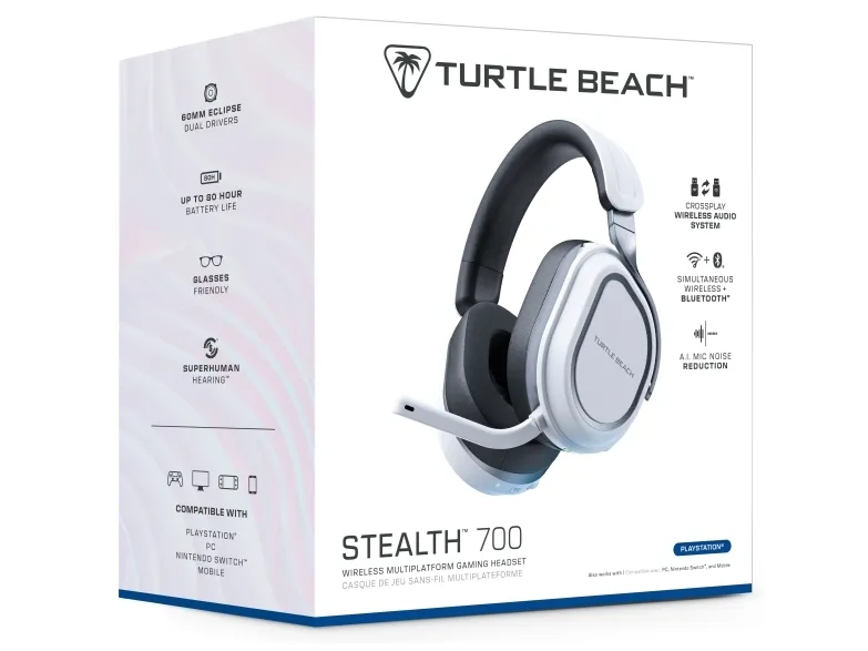 [OUTLET] - Turtle Beach Stealth 700 - 3. generation - headset - fuld størrelse - Bluetooth/2,4 GHz radiofrekvens - trådløs - støjisolerende - hvid