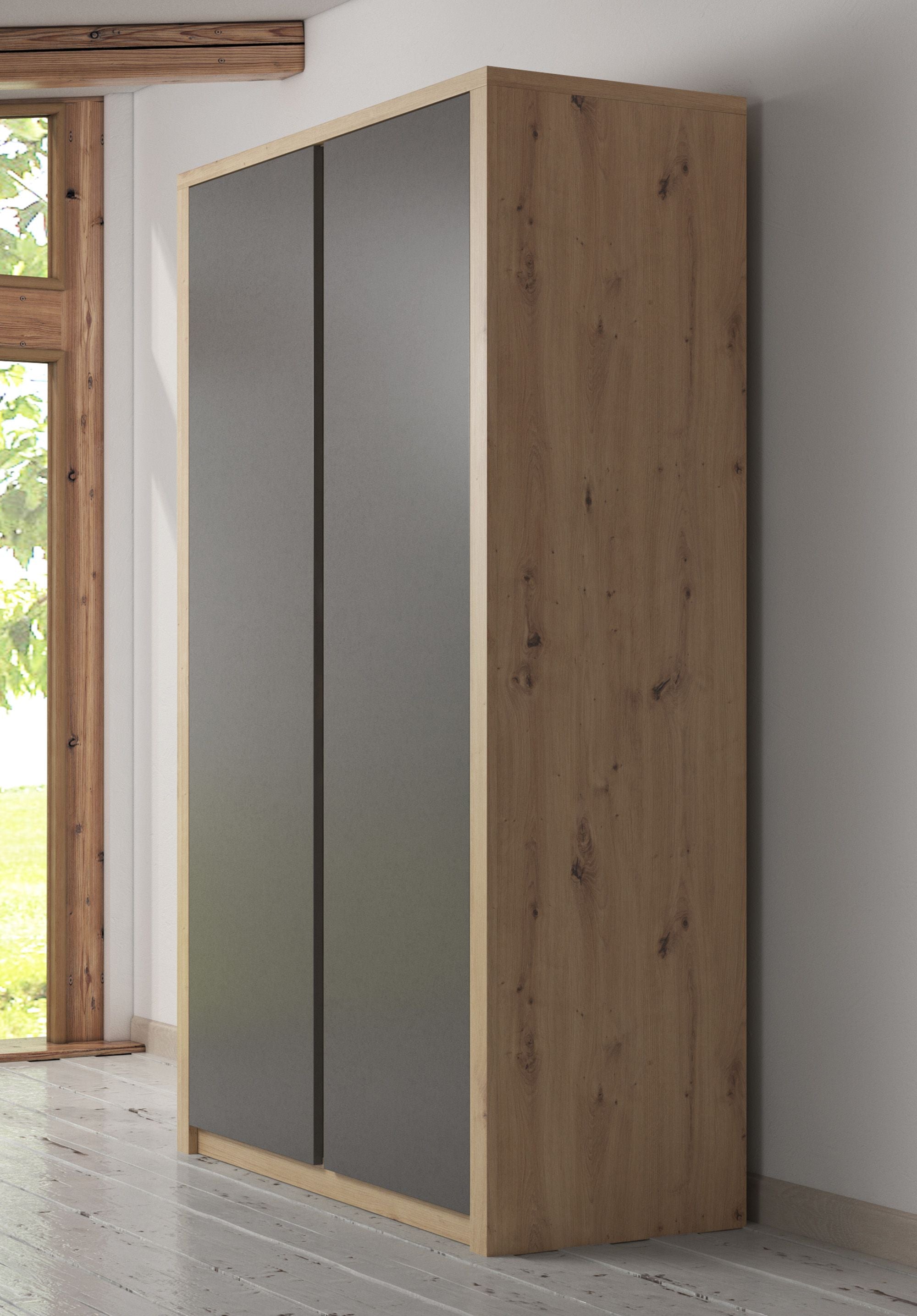 Melody - Kledingkast 2-deurs - Grijs/eiken - 90x53x197 cm