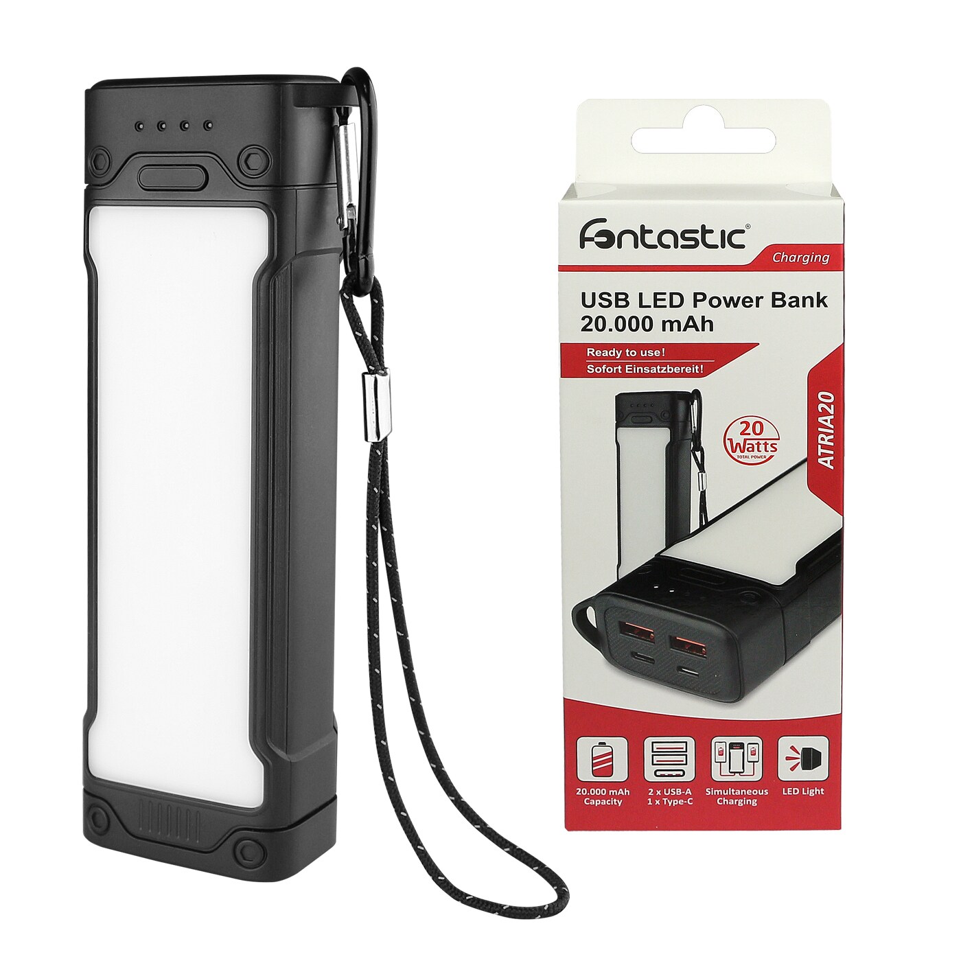 Fontastic USB LED Power Bank Atria20 20000mAh schwarz