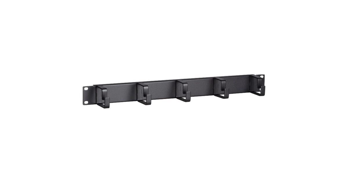 DSI1U 19 inch metalen kabelgoot 5 haken - DS-1904 kabelmanagement  (Zwart, 483 x 75 x 45 mm)