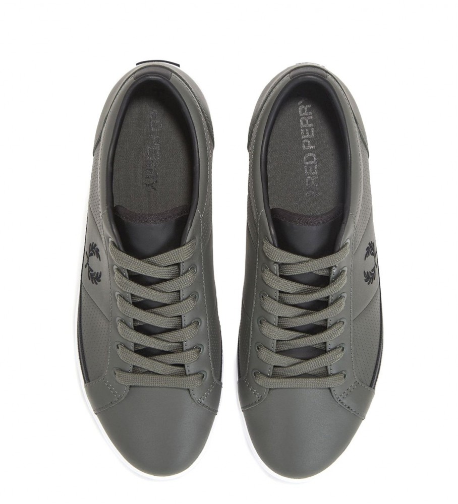 Chinelo Fred Perry Kingston de couro verde