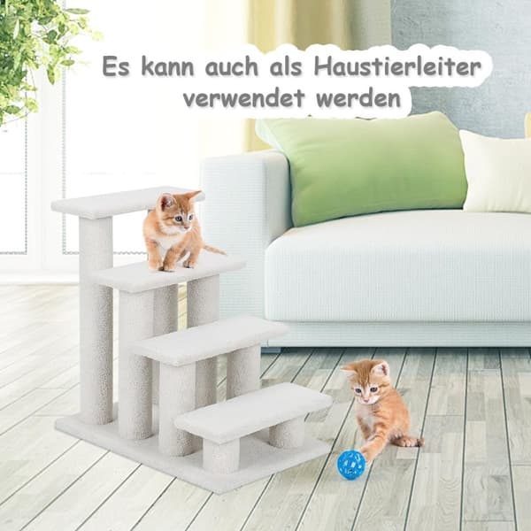 4 trinns dyretrapper for katter og hunder opptil 25 kg kattetrapper hundetrapper beige